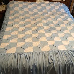 Blue and White Checkered Quilt